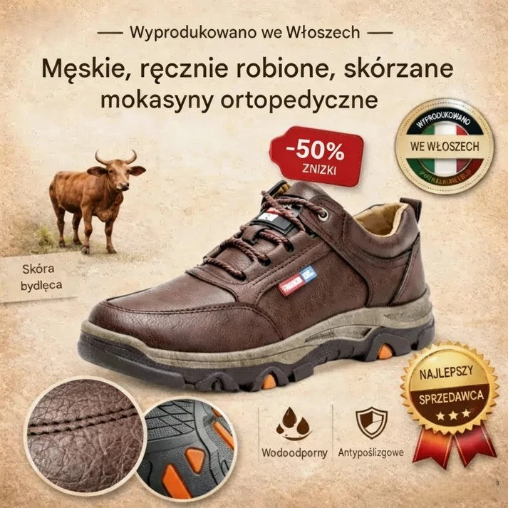 🔥 Ręcznie szyte włoskie skórzane buty ortopedyczne z podparciem kostki👣,Wygodne, wodoodporne i antypoślizgowe,✓ Nowa kolekcja na rok 2026