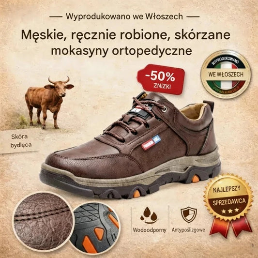 🔥 Ręcznie szyte włoskie skórzane buty ortopedyczne z podparciem kostki👣,Wygodne, wodoodporne i antypoślizgowe,✓ Nowa kolekcja na rok 2026