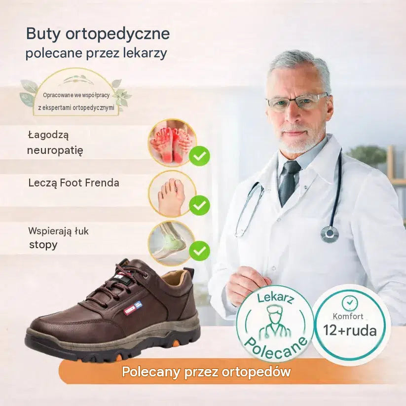 🔥 Ręcznie szyte włoskie skórzane buty ortopedyczne z podparciem kostki👣,Wygodne, wodoodporne i antypoślizgowe,✓ Nowa kolekcja na rok 2026