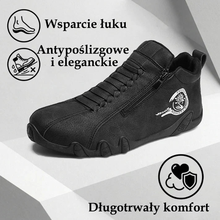 Męskie buty ortopedyczne Rovefund® | Wykonane z oryginalnej australijskiej skóry bydlęcej | Szyte ręcznie, wodoodporne i antypoślizgowe ✅ Wsparcie łuku stopy – wygodne chodzenie