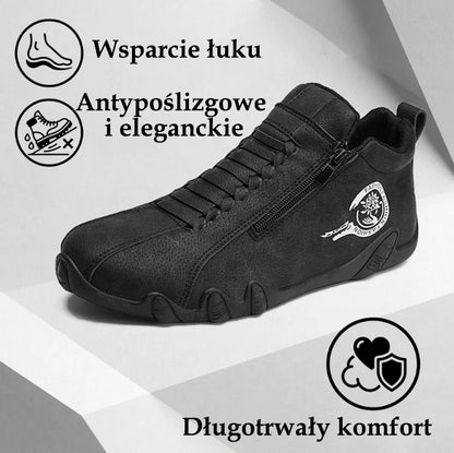 Męskie buty ortopedyczne Rovefund® | Wykonane z oryginalnej australijskiej skóry bydlęcej | Szyte ręcznie, wodoodporne i antypoślizgowe ✅ Wsparcie łuku stopy – wygodne chodzenie