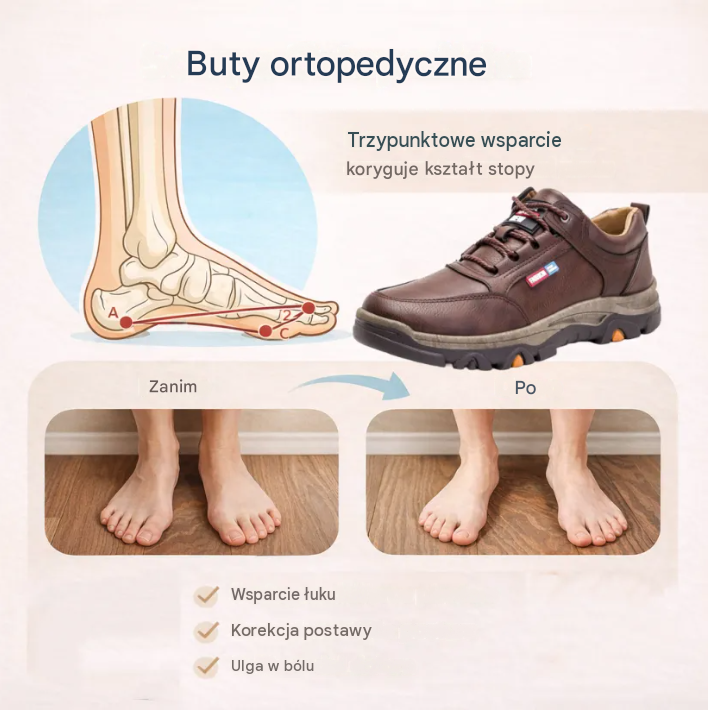 🔥 Ręcznie szyte włoskie skórzane buty ortopedyczne z podparciem kostki👣,Wygodne, wodoodporne i antypoślizgowe,✓ Nowa kolekcja na rok 2026